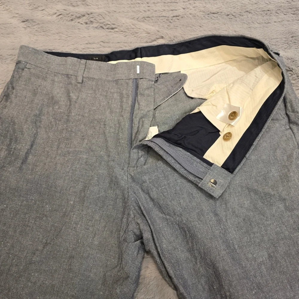 J.Crew Ludlow Slim Dress Pants 36x32 Baird McNutt Irish Linen Cotton Blue Grey